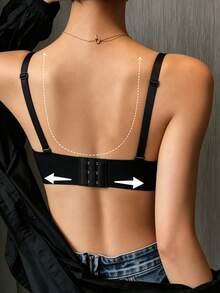 Women's Seamless Bra, Strong Push-Up, Wire-Free Push-Up Bra, Designed For Small Bust, Makes Bust Look More Petite Wireless, Back Button Design, Comfortable To Wear, Seamless Anti-Sagging Bra - Black - View 2