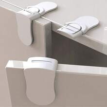 1/3/5pcs Drawer Locks, Upgraded Anti-Theft Cabinet Locks, Dual-Button Anti-Theft Corner Locks, With Strong Adhesive Backing, Suitable For Cabinets, Drawers, Refrigerators, Ovens, Shower Rooms, Home Protection Gift, Multi-Functional Safety Protection, No Drilling Required, Prevent Accidental Contact - White - View 7