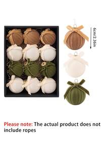 12pcs/Set Plush Christmas Balls, Bow Plush Christmas Balls, Christmas Tree Hanging Ornaments, Merry Christmas Decoration, Christmas Hanging Decor, Christmas Party Supplies, Christmas Gifts, Home Indoor & Outdoor Decoration, Enhance Christmas Atmosphere - Christmas - View 12
