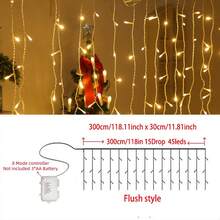 1pc 3/4/5/10m LED Icicle String Lights, 8 Lighting Modes, AA Battery Powered, Christmas Wreath Hanging Fairy Lights, Wedding Home Room Decor, Halloween Christmas Decoration - 8-mode Battery-powered Icicle Lights - View 22