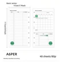 40 Sheets A6/A7 Monthly Budget Planner Inserts, 6 Hole Loose Leaf Expense Tracker Refill Paper, Undated Monthly Expense Record & Review Sheets For Personal Finance Journaling Scrapbooking Supplies - Monthly Budget - View 9