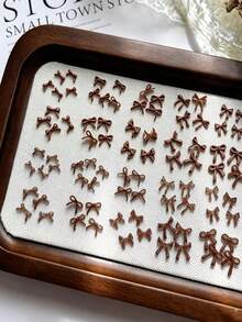 50pcs Brown Resin Ribbon Bow Nail Art Decoration DIY Nail Art Autumn/Winter Color Palette Mixed Styles Set Nail Art Accessories - Multicolor - View 5
