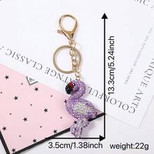 Creative PVC Full Diamond Flamingo Keychain, Women's Bag Decoration Pendant, Fashionable And Versatile Keychain Wholesale - Multicolor - View 3