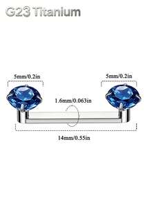 Perhiasan Tindik Tragus Permukaan Titanium 14G 14mm Prong CZ Bunga Staple Barbell Berulir Internal Perhiasan Tindik Batang Staple Tragus Permukaan - MultiWarna - View 10