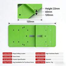 Woodworking Hinge Hole Drilling Guide Boring Jig Drill Template Locator Tool For Precise Cabinet & Furniture Making - 1 Pc - View 7