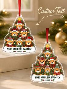 1pc Personalized Reindeer Family Christmas Ornament, Custom Family Name Acrylic Ornament, Reindeer Tree Ornament, Christmas 2026 Family Gift,Christmas Tree Decor,Christmas Gift - Multicolor - View 3