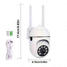 2 buah Kamera Keamanan Rumah WiFi Nirkabel Full HD 1080P, PTZ Pan Tilt Zoom, Penglihatan Malam Berwarna, Mendukung Audio Dua Arah dan Deteksi Gerakan, Kompatibel dengan Smartphone, Ditenagai USB, Cocok untuk Keamanan Rumah, Pengoperasian Cerdas Jarak Jauh melalui Aplikasi untuk Melihat Secara Real-Time, Penyimpanan Kartu TF, Penyimpanan Cloud - Putih - View 5