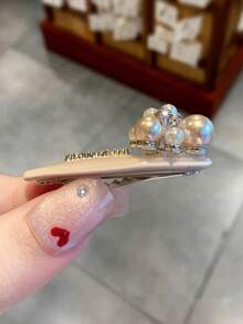 1PC Premium Pearl & Rhinestone Duckbill Hair Clip, Exquisite Acrylic Hair Accessory For Wedding, Banquet And Daily Wear - Multicolor - View 4