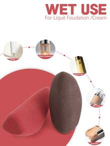 Black & Brown Irregular Makeup Sponge Set 2/4/6/8Pcs Non-Absorbent Foundation Puff Professional Beauty For Flawless Base Makeup Application - Multicolor - View 9