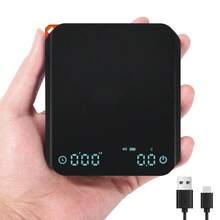 Mini Digital Coffee Scale, 0.1g High Precision Sensor, One-Touch Tare, Multi-Unit Switch, Touch Buttons, Auto Power-Off. Rechargeable, Slim & Portable. Perfect For Camping, Outdoor Meal Prep, Coffee Enthusiasts, Kitchen & Baking. - Black - View 11