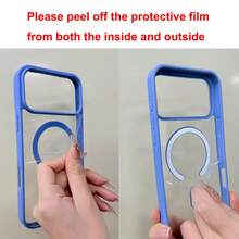 Minimalist Macaron Color Transparent Magnetic Phone Case Compatible With Iphone 18 Pro 18 Pro Max, Shockproof Anti-Drop Hard Shell Compatible With Iphone 17 Pro Max 16 Pro Max 15 14 Plus 13 12 Mini 11 XS Max 7 8 Plus SE2020 SE2022 - Far Peak Blue - View 12