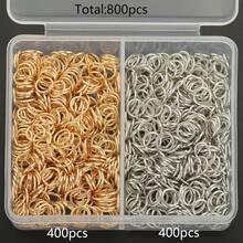 400pcs/600pcs/800pcs/1000pcs KC Golden+White K DIY Connector Rings, Includes Multiple Sizes Jump Rings, Round Single Loop, Suitable For DIY Jewelry Making, Bracelets, Anklets, Beaded Accessories, Pendant Necklace Connectors, Bag Chain Connector Rings, Open Jump Rings, Earring Dangle Open Loops, DIY Handmade Jewelry Accessories Making Materials - Jump Ring - View 12