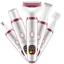 Hatteker 1pc 5-In-1 Women's Electric Shaver USB Rechargeable Home Hair Removal Device For Armpits, Legs, Bikini Area, Pubic Hair Trimmer - View 14