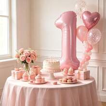 40 Inch Pink Number Balloons - Large Helium Foil Balloons For Birthday Party (Numbers 0-9), Valentine's Day - Pink - View 6
