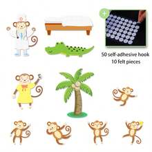 hoojojo 10 Pcs Five Little Monkeys Felt Story Set, Interactive Classroom Game Props, Montessori Learning Activity, Teacher Teaching Supplies, Back-To-School Essential - Multicolor - View 14