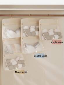 1pc Mesh 1/2/3-Layer Hanging Travel Toiletry Bag, Large Capacity, Front Zippered Pocket, Unisex, Mesh Storage Hanging Bag, Underwear Organizer Bag, Home Wardrobe Layered Breathable And Visible Storage Bag. - Multicolor - View 3