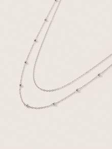 Valisandre 1 Set Of 2pcs Elegant Metal Chain Multi-Layer Pearl Waist Chain - Silver - View 5