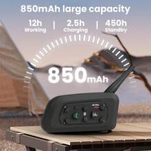 Headset Interkom Bluetooth Helm Motor V6 Plus, Mendukung 6 Pengendara, Interkom Motor Nirkabel 1200M, Tahan Air IP65, Panggilan Bebas Genggam, Musik & Navigasi GPS untuk Berkendara Sepeda Motor - 2 lembar - View 9