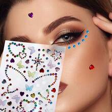 Colorful Heart & Bow Pattern Gem Stickers, Crystal Heart & Star Diamond Hair Accessory Stickers, Women & Girls DIY Self-Adhesive Hair Stickers, Acrylic 3D Shiny Rhinestone Decals, Suitable For Valentine's Day, Holidays, Birthday Parties, Banquets And Proms, Hair Accessory Stickers, Music Festival Rave Accessories, Hairstyle Set, Styling Tool Set - Bow Rhinestone - View 2
