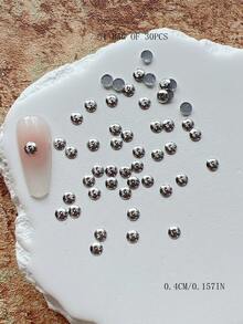 30pcs Nail Art Studs, Spiral Flower Round Square Rectangular Rivet Decorations, Minimalist Versatile All-Match Accessories - Multicolor - View 35
