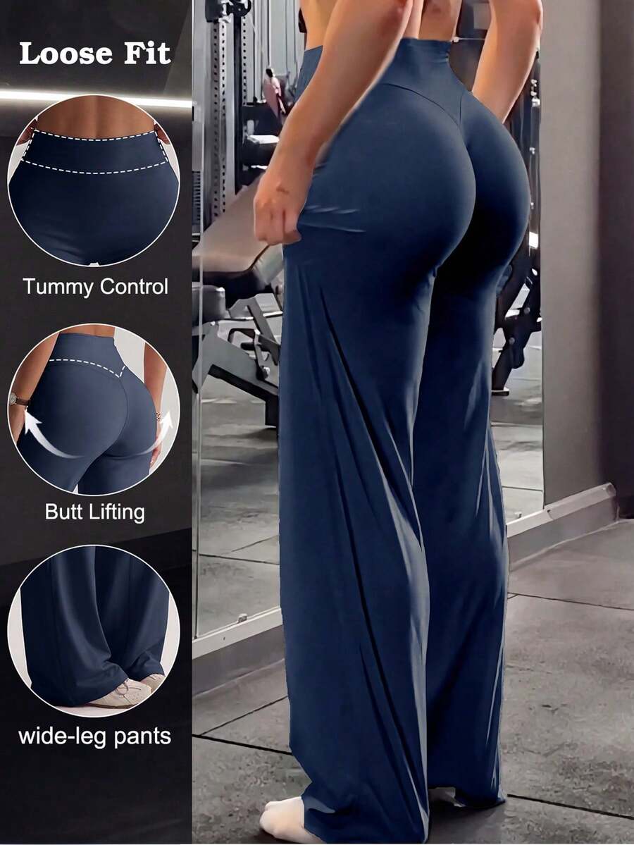 High-Waist Soft Wide-Leg Pants, Slimming And Flattering, Non-See-Through, Suitable For Yoga, Summer Casual Sports And Autumn Wear