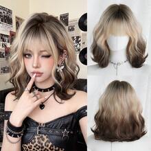 NAMM 12 Inch Short Curly Wigs For Women Modest Fashion Wave Wig Curtain With Bangs, OmbreBlonde,Dark Roots Soft Silky Heat-Resistant Synthetic Fiber Wigs For Daily Use, Perfect ForHolidays MusicFestivals Celebrations-Sakura Celebrations Glam - Multicolor - View 12