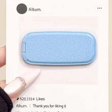 1PC Adhesive Universal Phone Stand With Mirror, High-End Solid Color Leather Texture Makeup Mirror, Desktop Foldable Support Bracket, Ultra-Thin Compact Phone Holder - Multicolor - View 12