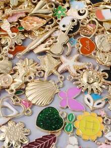 20/50/100/150 buah Aneka Liontin Paduan Enamel Warna Emas untuk Pembuatan Perhiasan DIY - MultiWarna - View 7
