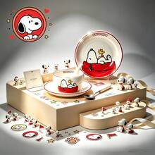 Official Authorized Snoopy Ceramic Dinnerware Set, Cute Printed Rice Bowl + Dinner Plate + Soup Spoon, Single Person Dinner Set For Home, Porcelain Tableware Gift Box, Suitable For Breakfast And Daily Use - Multicolor - View 11