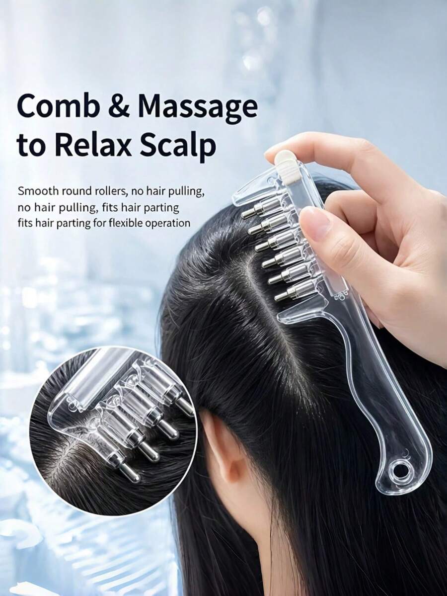 Crystal Liquid Dispensing Comb, Scalp Hair Care Essential Oil Massage Comb, Liquid Dispensing Comb, Even Application Home Use Liquid Dispensing Massage Comb. Hair Root Nourishing Essential Oil Comb, Comb + Dropper - Multicolor - View 1