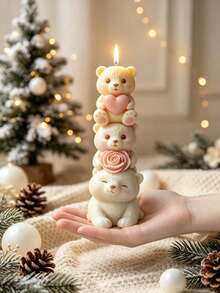 3pcs Bear Shaped Silicone Mold DIY Bear Animal Aromatherapy Candle Plaster Decor Mold - Bear Mold - View 4
