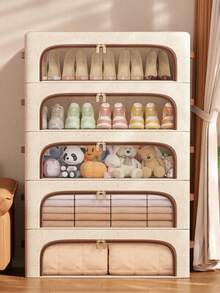 1pc Large Capacity Shoe Storage Box With Lid, Underbed Storage Bin And Foldable Drawer-Style Shoe Organizer, Also For Clothing Storage, Can Be Placed On Top Of Cabinet For Seasonal Storage, Essential Home Underbed And Closet Shoe And Clothing Storage Organizer - View 2