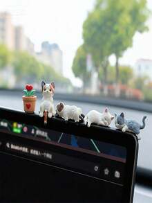 1pc Cute Mini Sleeping Cat Figurine, Car Dashboard Edge Decor, Resin Kitten Ornament, Suitable For Car Dashboard And Office Desk, Car Interior Decoration, Gift For Cat Lovers - A - View 7