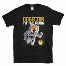DOGECOIN إلى القمر - تي شيرت عملة رقمية مضحك كلب رائد فضاء DOGE معدّن - النمط - مشاهدة 1