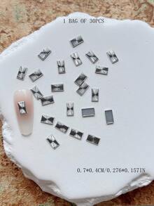 30pcs Nail Art Studs, Spiral Flower Round Square Rectangular Rivet Decorations, Minimalist Versatile All-Match Accessories - Multicolor - View 38