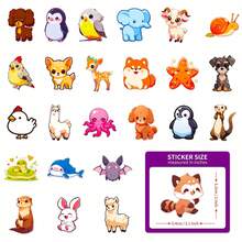 50pcs Animal Stickers, Vinyl Stickers, Suitable For Water Bottles, Laptops, Scrapbooks, Luggage, Journals, Skateboards, DIY Decals, Watercolor Aesthetic Stickers, Suitable For Teens And Adults - Yellow - View 6