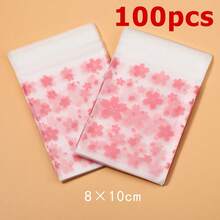 100 Buah Kantong Plastik Perekat Semi-Transparan Bermotif Bunga Sakura Merah Muda, Cocok untuk Kemasan Hadiah, Penyimpanan Perhiasan, dan Kantong Pajangan - Tas berperekat - View 9