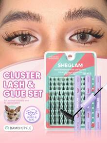 SHEGLAM [2 قطعة] مجموعة حزم رموش Flutter Wild Lash Clusters مع لاصق Flex Bond ومانع تسرب الرموش - الأسود - مشاهدة 1
