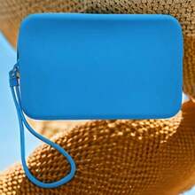 1pc Silicone Makeup Bag, Waterproof Washable Cosmetic Storage Bag With Zipper And Hanging Rope, Large Capacity Travel Organizer, Can Store Cosmetics, Keys, Cards And Earphones, Portable Desktop Storage Bag, Small Handbag, Women's Gift, Christmas Gift. - Multicolor - View 15