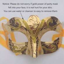 12pcs/6pcs Gold Plated Party Masks Wedding Props Costume Ball Carnival Mask Random Color - Multicolor - View 4