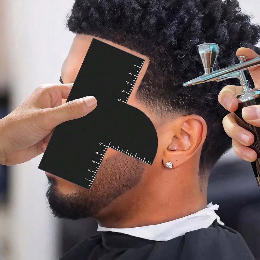 Precision Shaping And Beard Trimming Template Set, 1 Piece, Equipped With Double-Sided Hair Line Measurement Scale, Suitable For Home DIY And Barber Shop Use. It Is A Choice For Men's Facial Care And An Ideal Gift For Halloween And Christmas. - Multicolor - View 1
