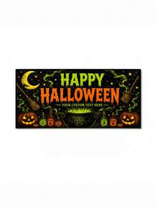 Personalized Text Halloween Fence Banner, Custom Family Name Yard Sign, Haunted House Witch Bats And Jack O Lantern Theme, Spooky Porch Decoration, Trick Or Treat Party Backdrop, Fall Holiday Outdoor Display For Families And Homeowners. - Multicolor - View 14