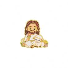 Cartoon Jesus Enamel Pins Set, Religious Lamb Flower Lapel Brooch Badge, Faith Metal Pin For Backpack Hat Clothing, Nice Gift For Christian Friends - White - View 14