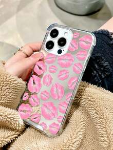 紅色唇形圖案鏡面防摔手機殼，相容 iPhone 與 - 彩色 - 查看 2