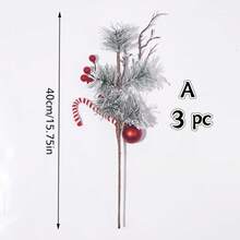 3pcs Christmas Decoration Christmas Berry Bouquet Artificial Pine Cone Christmas Tree Ornament Pine Needle Red Berry Arrangement Stem - Multicolor - View 9