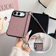 1pc Boys Girls Phone Case, Popular Fashion High-End Minimalist Design Crocodile Texture Hinge Same Style Hand Strap, Compatible With Apple Protective Case, Folding Phone Case, Lightweight, Shockproof, Anti-Slip, Smart Phone Case, Compatible With IPhone Ultra - Multicolor - View 3