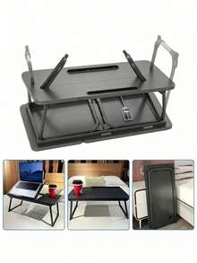 Adjustable Foldable Bed Desk, Tilting Top With Cup Holder & Side Storage, Portable Anti-Slip Laptop Table, Ergonomic Desk For Bed Sofa Home Use, Perfect For Students Workers Adults - Multicolor - View 7