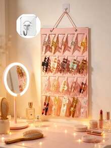 Felt Hanging Hair Clip Storage Hanging Bag, Wall Mounted Storage Bag, Multi Pocket Large Capacity Design, Saves Vanity Desktop Space, Can Be Hung In Bedroom Or Closet, Simple And Practical, Perfect Organizer For Girls' Hair Accessories - Multicolor - View 2