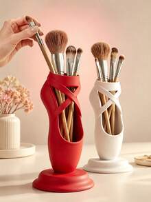 Ballet Shoe Shaped Makeup Brush Holder, Combines Pen Holder And Makeup Brush Storage Function, Multi-Functional Multi-Purpose Storage Box, Room Home Decor, Modern Desktop Decoration, Suitable For Dance Studio, Bedroom And Vanity, Perfect Gift For Ballet Dancers And Dance Enthusiasts - Multicolor - View 1