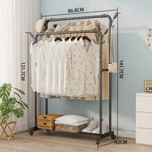 Perchero de Ropa Multifuncional con Doble Barra para Colgar y Estante Inferior, Organizador para Recámara con Amplio Espacio para Prendas, Zapatos, Bolsas y Cajas, Diseño Moderno y Práctico, Ideal para Crear un Vestidor en Casa, Preparar tus Outfits y Mantener Cada Prenda en su Lugar - Multicolor-Tendedero de doble barra - Ver 15